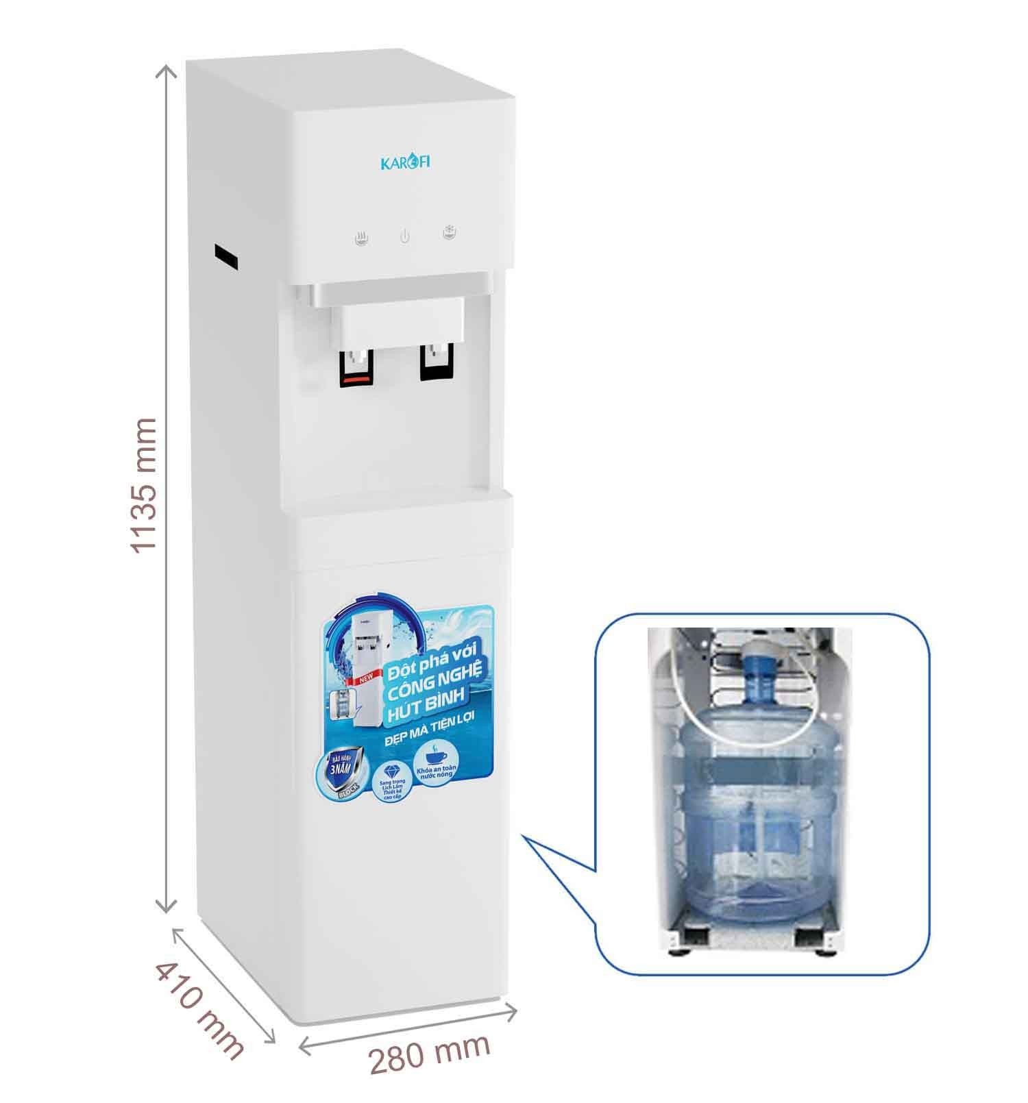 Cây nước nóng lạnh hút bình Karofi HC300-W